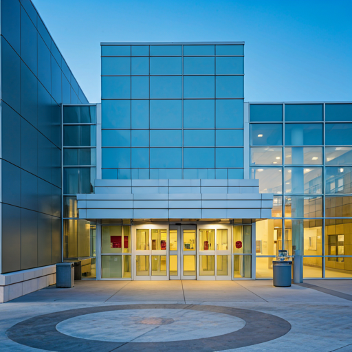 modern hospital entrance